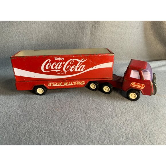 Coca-Cola Metal Tin Toy Japan Vintage Buddy L Semi-Truck Metal - Picture 5 of 12